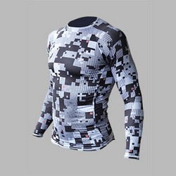 MEN SKIN COOLER SDS LONG SLEEVE WITH ICE POCKETS GERY PRINT